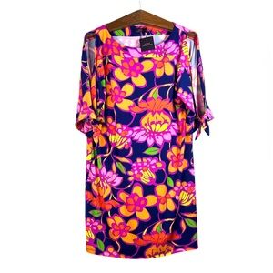 Trina by TRINA TURK Vinet Mini Dress Floral 3/4 Tie Sleeve Size XL NWT Beach